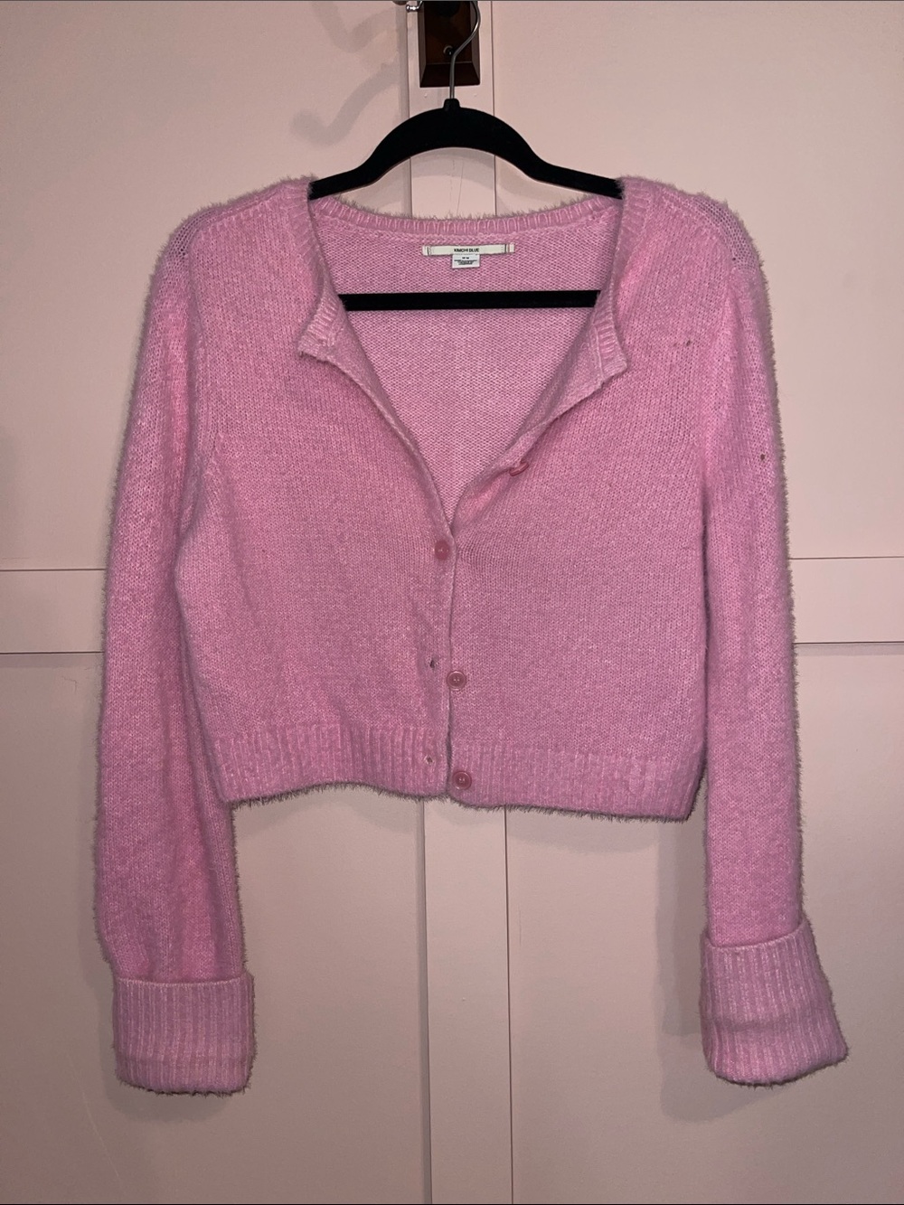Kimchi Blue Pink Cropped Button-Front Cardigan